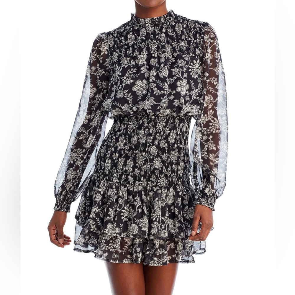 Aqua - Floral Print Smocked Mini Dress - NWT, Size XS. Bloomingdale’s Exclusive